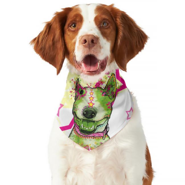 Hunde-Bandana Bärbel - Popart Hundedesign, 100 % Polyester, 70x30 cm, verstellbar, waschbar